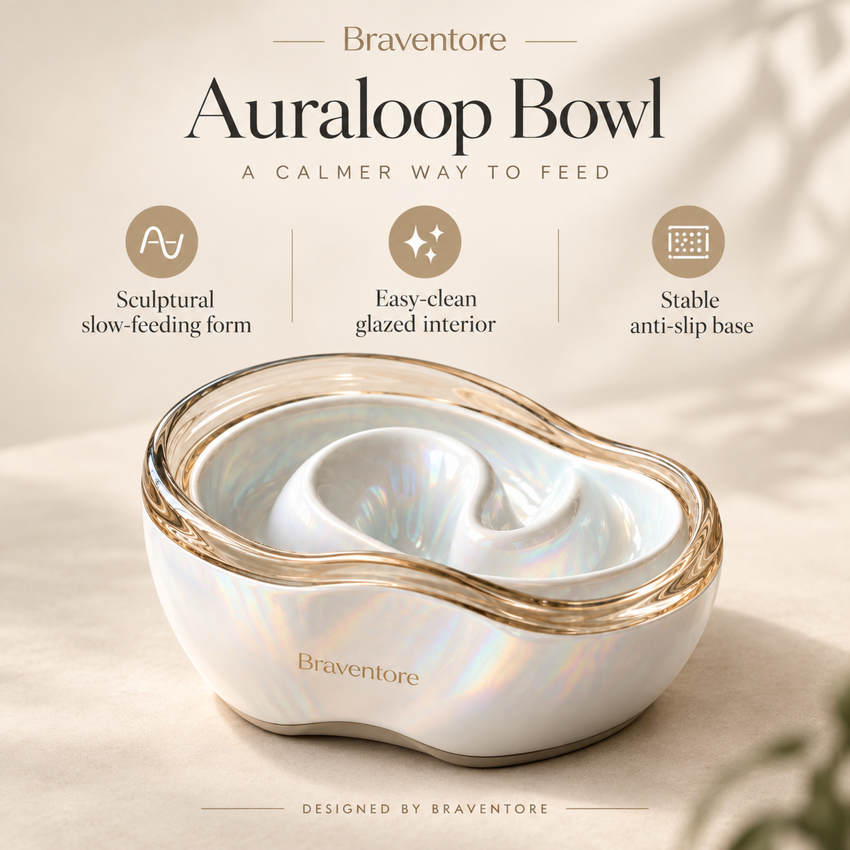 Braventore™ Auraloop Sculpted Pet Bowl