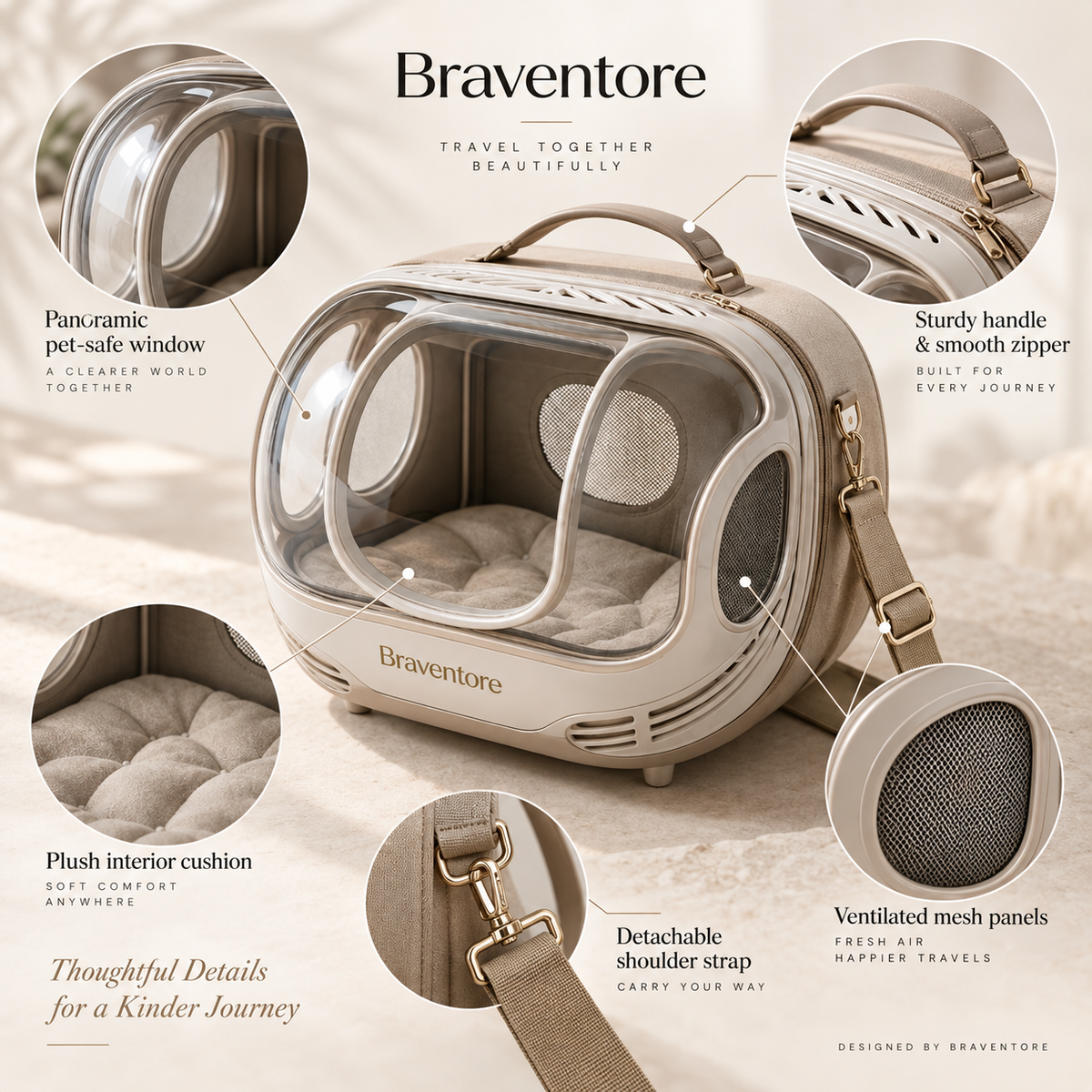 Braventore™ PrismNest Panoramic Pet Carrier