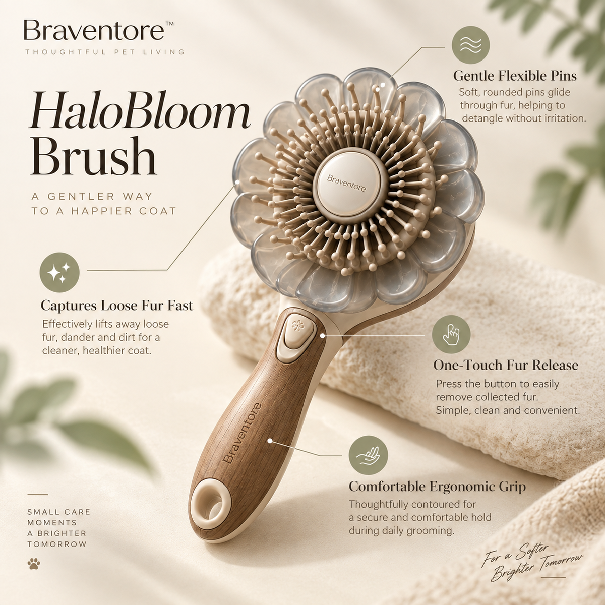 Braventore™ HaloBloom Fur Release Brush